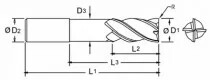 Fraise 4 dents torique (rayonnée) carbure micro-grain - queue cylindrique denture 35/38° Altima (ALTIN)